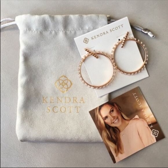 Kendra Scott Charlie Grace Rose Gold Earrings NWT - Picture 4 of 7
